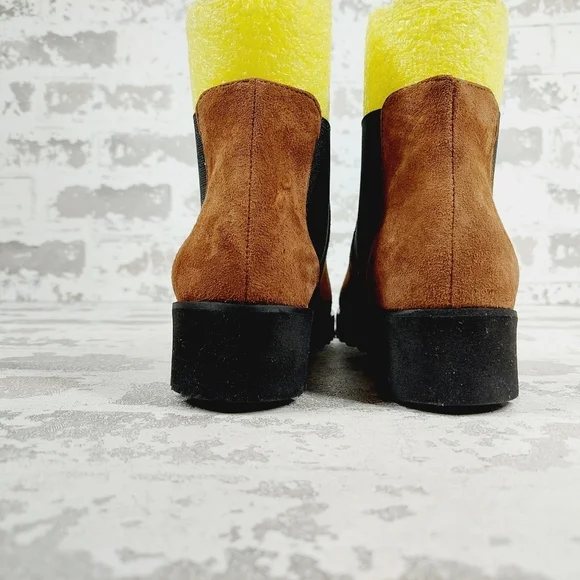 New Amalfi By Rangoni Brown Suede Pull On Chunky Sole Chelsea Boots W687 - Picture 6 of 12